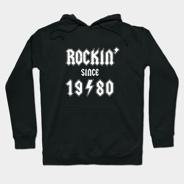 Rockin since 1980 birthday rocker gift Hoodie by Daribo
